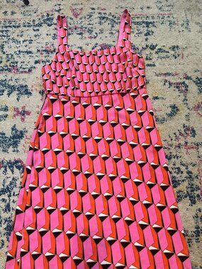 RARE Diane von Furstenberg x Target '90s Shift Pink Modern Geo Mini Dress - 6